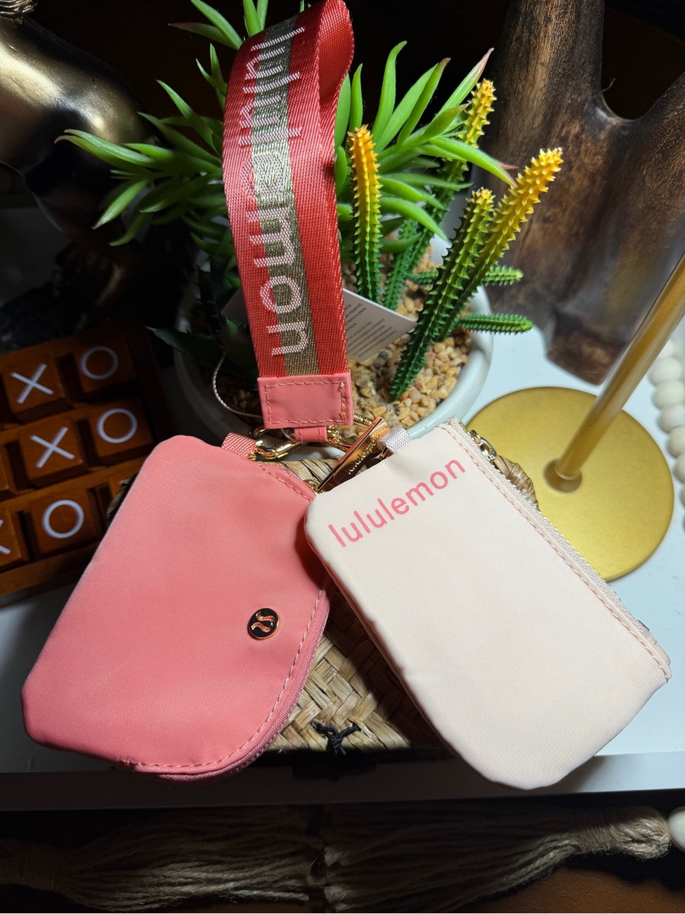 lululemon athletica Coral and Blush Dual Pouch Wristlet